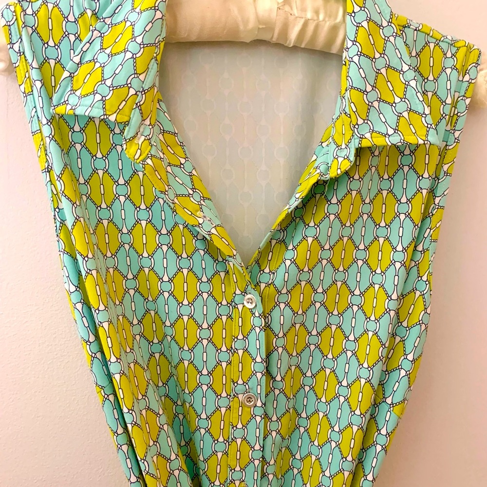 J McLaughlin XL Catalina Cloth aqua/teal,  belted dress with pockets. - Picture 2 of 6